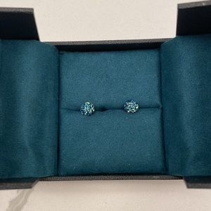 Blue green teal glass chip earrings